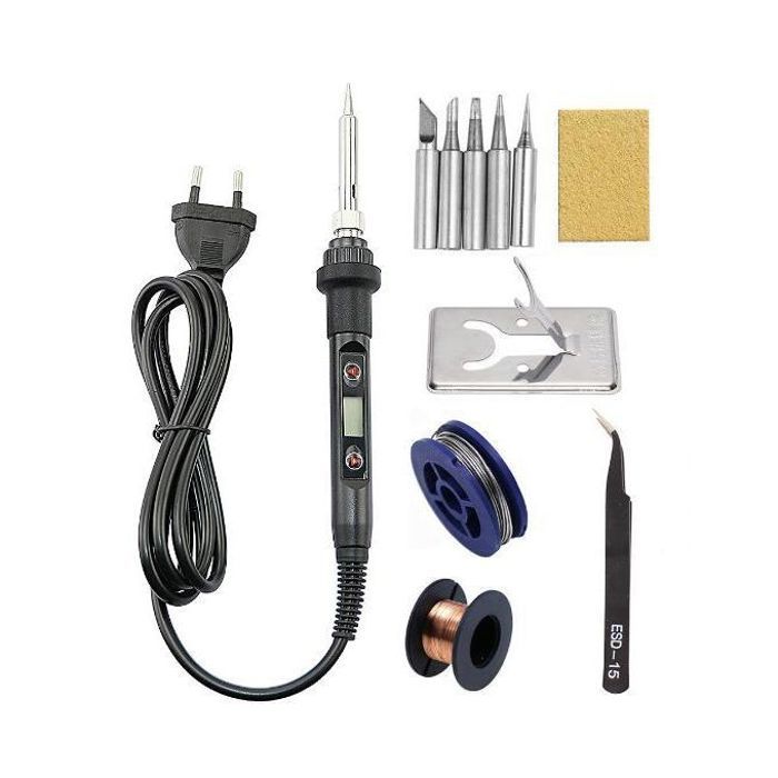 Fer À Souder Électrique LCD Numérique Réglable Température 80W Outils De Soudage À Souder Fil Pince À Épiler Main