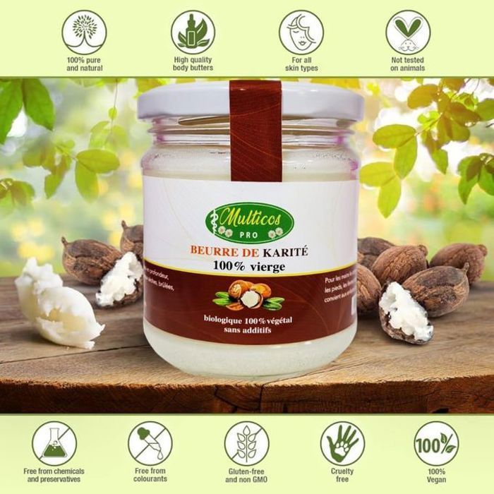 Beurre de Karité - Naturel - 200 gr - Hydratation intense - Soin des cheveux - Anti-vergetures