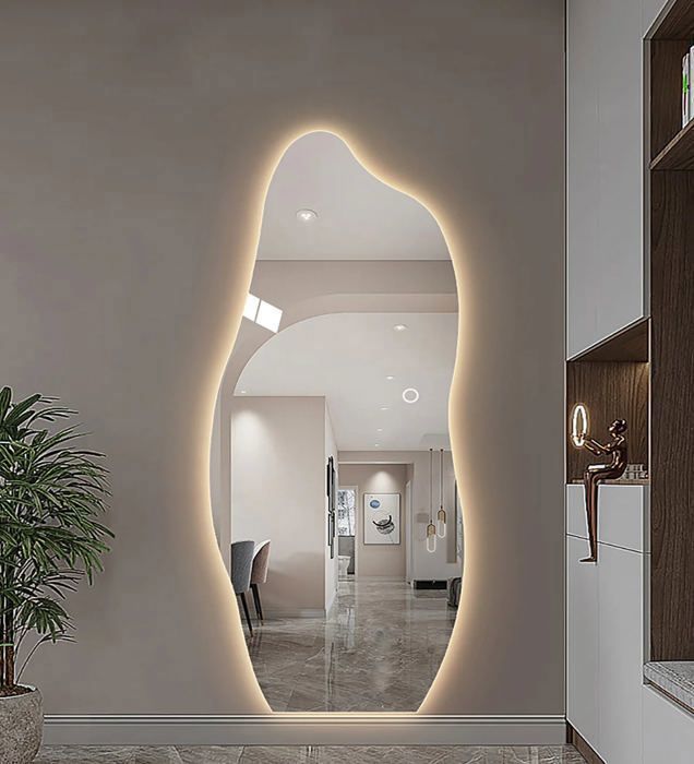 Miroir Nordique de Luxe avec Lumière LED, pour Bureau, Chambre à Coucher Complète, Irrégulier