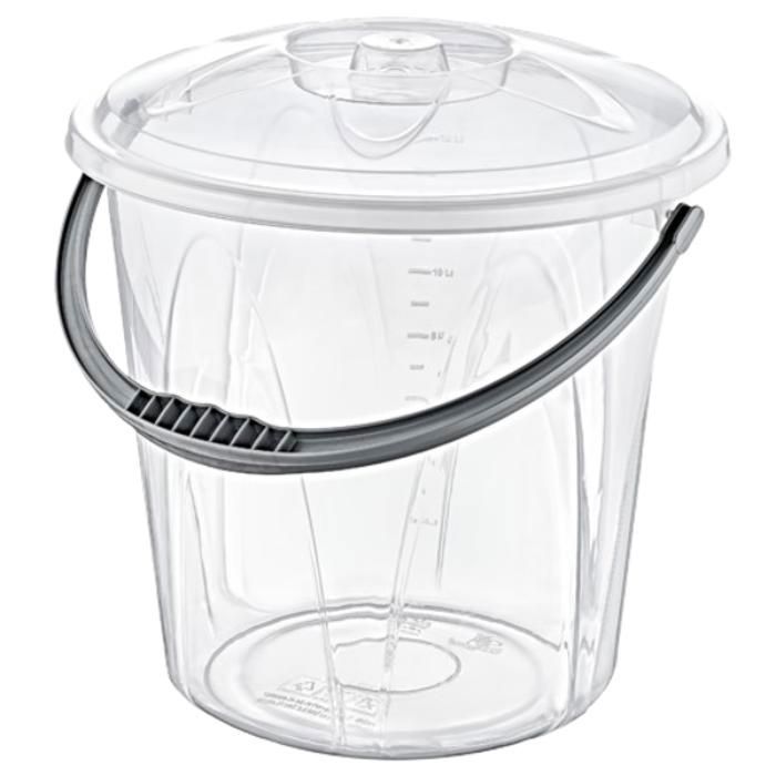 Seau en plastique - SP090 - 5L - Couvercle hermétique - Poignée ergonomique - Transparent