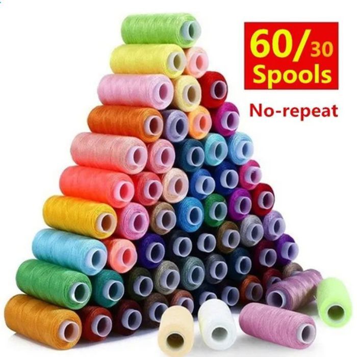 Kit de Fils à Coudre en Polyester, 60 Couleurs, 250Yd par Bobine, pour la Couture à la Main ou à la Machine