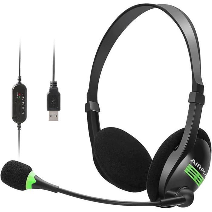 Casque USB - AIRPLUS - H160 - Réduction du bruit - Microphone HD - Confort léger