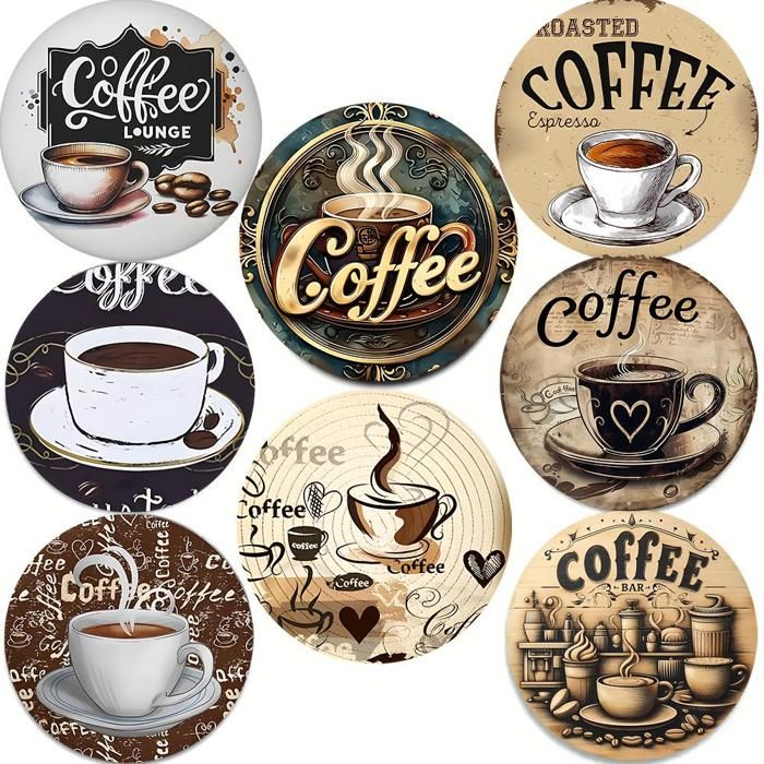 8 pièces de dessous de verre en bois pour tasse à café Ensemble de 8 dessous de verre élégants pour tasse à café, dessous de verre