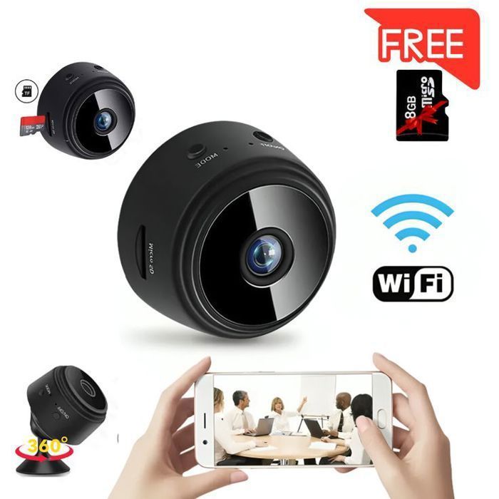 Mini Caméra A9 WiFi – Surveillance Intelligente Sans Fil avec Carte Mémoire 8GB Offerte