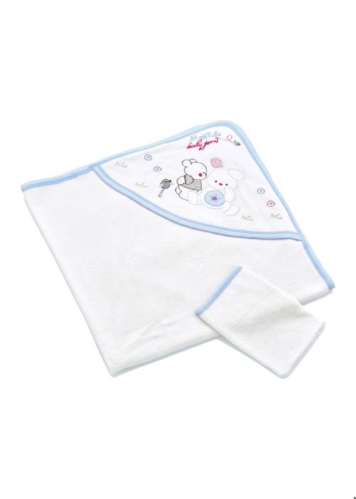 BABYJEM SERVIETTE DE BAIN NOUVEAU-NÉ / BLANC/BLEU