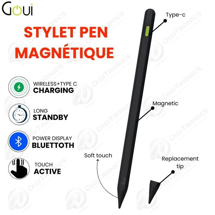 Stylet Pen Magnétique pour iPad avec Capteur, Activation Tactile, Rejet de la Paume, Fixation Magnétique