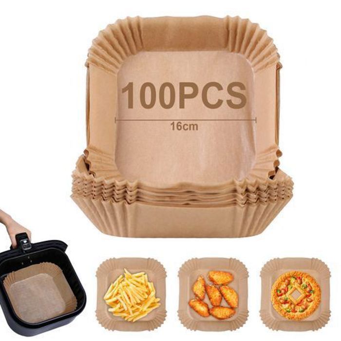 100 Papier Cuisson De Qualité Alimentaire Pour Air Fryer Prédécoupé- Carrée