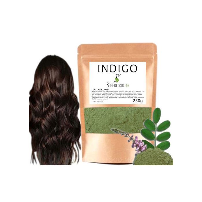 Indigo Poudre 100% NATUREL Henné coloration capillaire végétale BRUN FONCÉ 250g