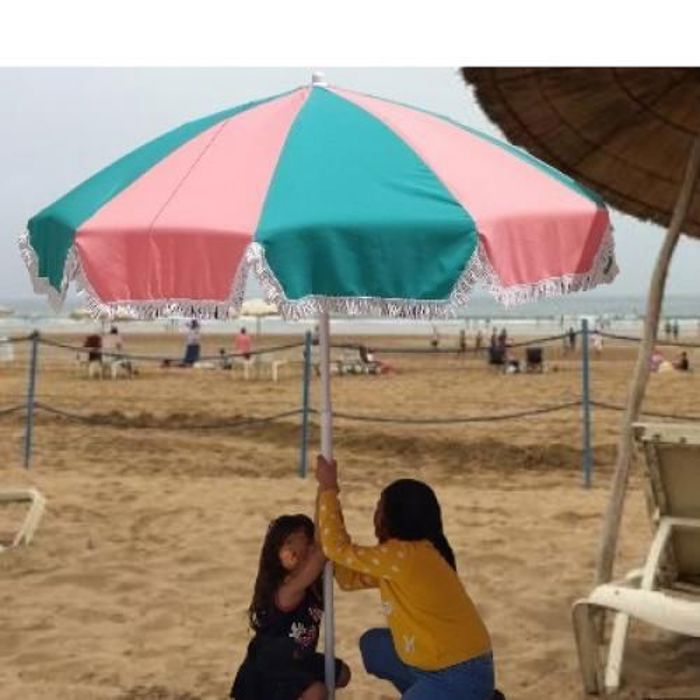 Parasol de Plage Ronde En Toile - DIAM. 170 CM - inclinable multicouleurs