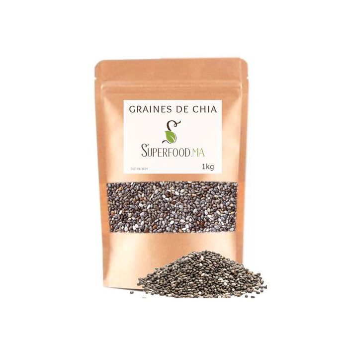 GRAINES DE CHIA. MINCEUR, COUPE FAIM, TRANSIT, OMEGA 3, PREBIOTIQUE - 1kg