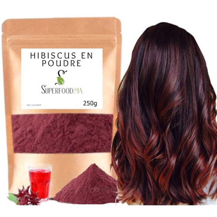 Coloration Capillaire Végétale Naturelle – Hibiscus & Plantes – Teinte Acajou – 250g – 100% Vegan & Bio