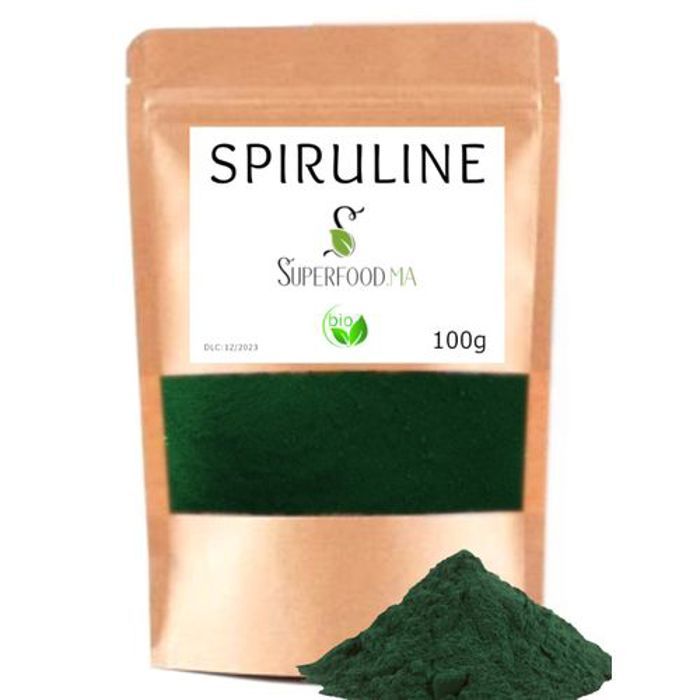 SPIRULINE BIO EN POUDRE - ANTIOXYDANT, RICHE EN FER, ENERGIE - 100g
