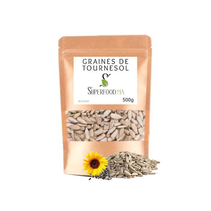 GRAINES DE TOURNESOL SECHEÉS DECORTIQUÉES NON SALEES - Riche en antioxydants - 500g