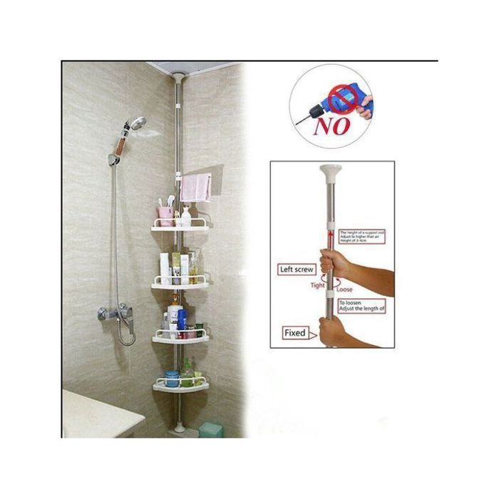 Étagère télescopique réglable à 4 niveaux de salle de bain