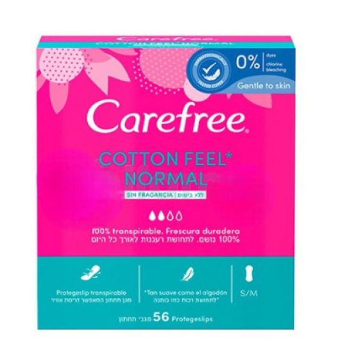 Protège-slips - Carefree - PROTECT SLIP NORMAL - 100% respirants - Ultra-fins - 56 unités