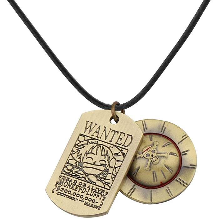 Collier one piece Luffy Double pendentif en alliage manga anime