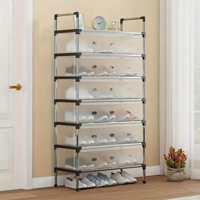 Étagère à chaussures 7 niveaux avec poignées courbées – Organisateur pratique pour optimiser l’espace