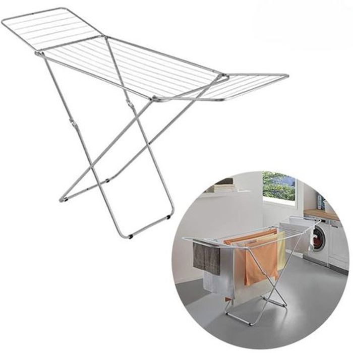 Étendoir à Linge à chevalet avec Ailes, Séchoir à linge pliable