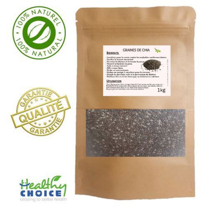 1kg GRAINES DE CHIA. MINCEUR, COUPE FAIM, TRANSIT....