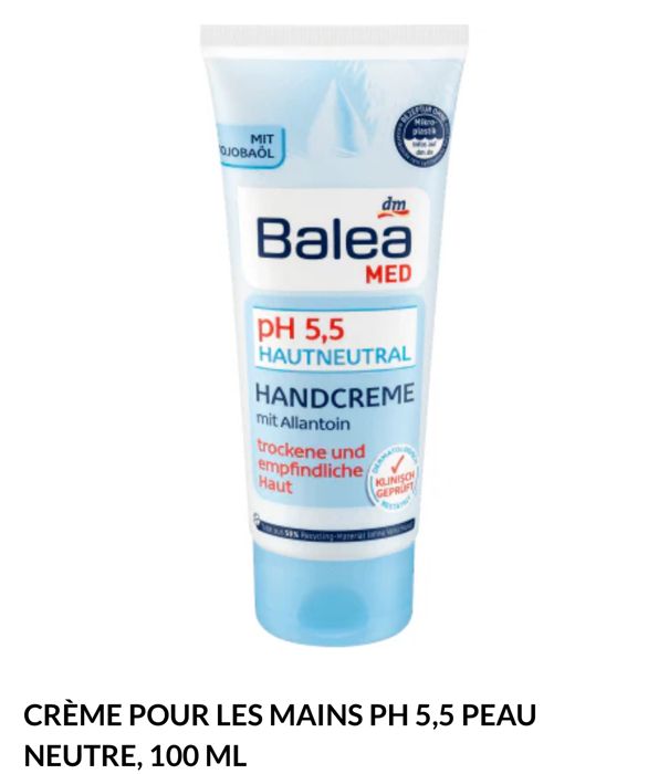 Crème pour les mains - BALEA - Med - pH 5,5 - 100 ml - Sans alcool