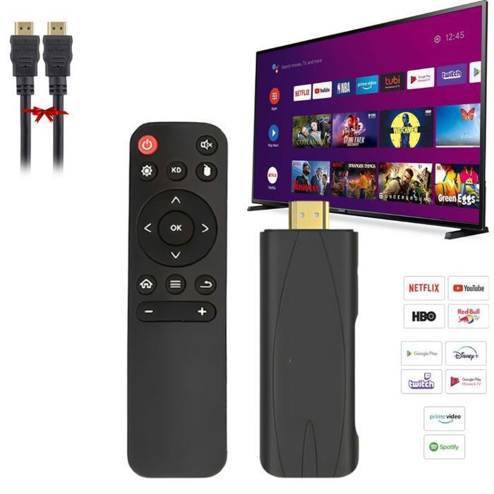 Box TV Stick Android TV + Câble HDMI Gratuit - Transformez votre téléviseur en smart TV