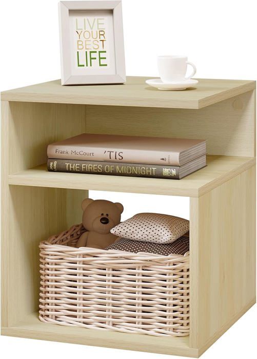 Table de Chevet - TWINS DECOR - MDF SONOMA - 2 Compartiments - Design Élégant - Compacte et Pratique