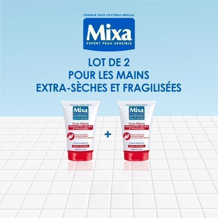 Crème Mains - MIXA - Cica - Lot de 2 - 50ml - Hypoallergénique - 2ème à 50%