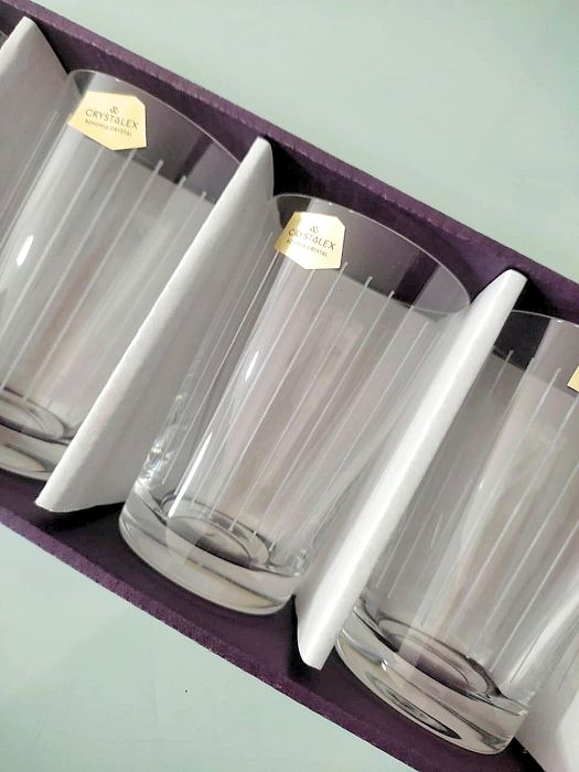 6 Verres à thé Bohemia Rayé