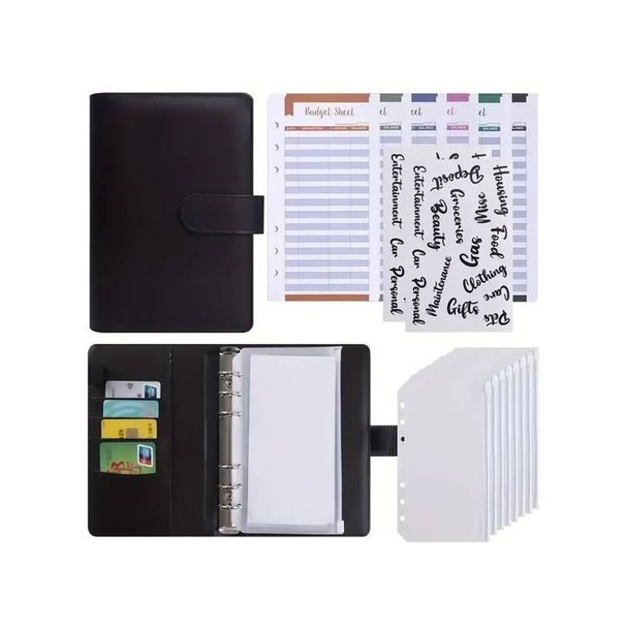 Classeur budget planner économiser de l'argent avec 8 pcs enveloppe 12 stickers