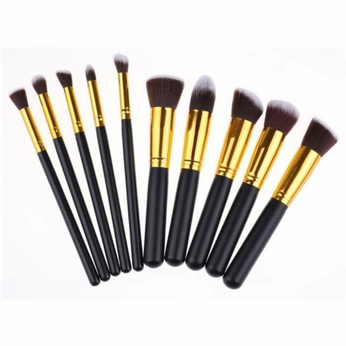 Lot de 10 pinceaux de maquillage professionnels - Pour poudre, crémeuse ou liquide, couleur aliatoire