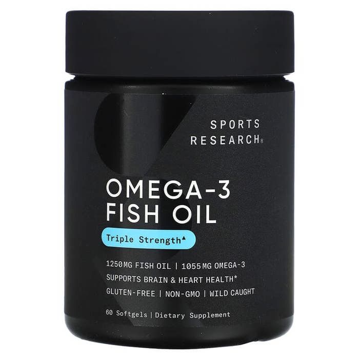 Huile de poisson oméga-3, triple concentration, 60 gélules