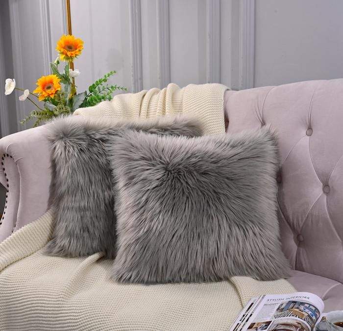 Housse de coussin - Fourrure - Lot de 2 - 45 cm x 45 cm - Douceur - Entretien facile