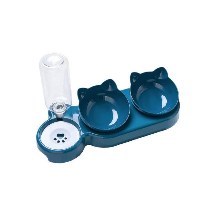 Gamelle pour chat et chien Inclinée avec Distributeur d’Eau (Bleu)
