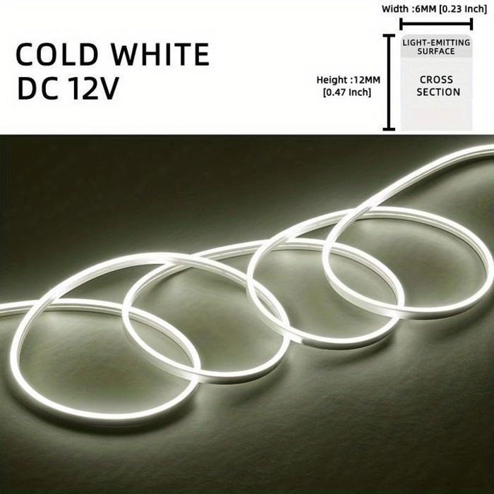 Bande Lumineuse LED Neon Flexible et Étanche pour Décoration Intérieure et Extérieure,12V,5m