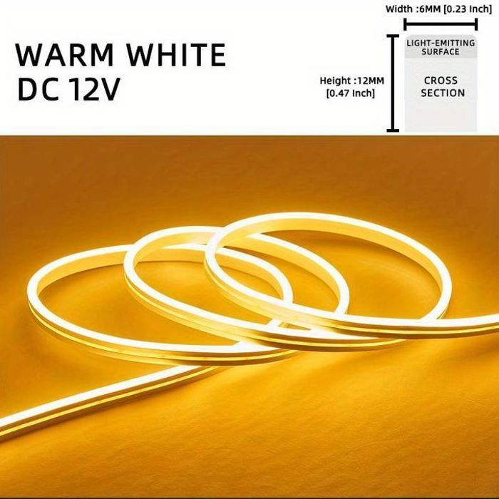 Bande Lumineuse LED Neon Flexible et Étanche pour Décoration Intérieure et Extérieure,12V,5m