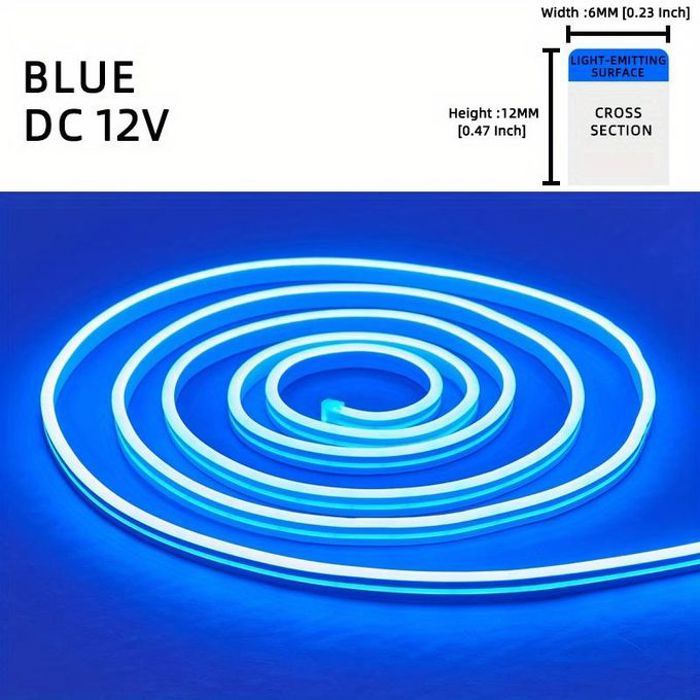 Bande Lumineuse LED Neon Flexible et Étanche pour Décoration Intérieure et Extérieure,12V,5m