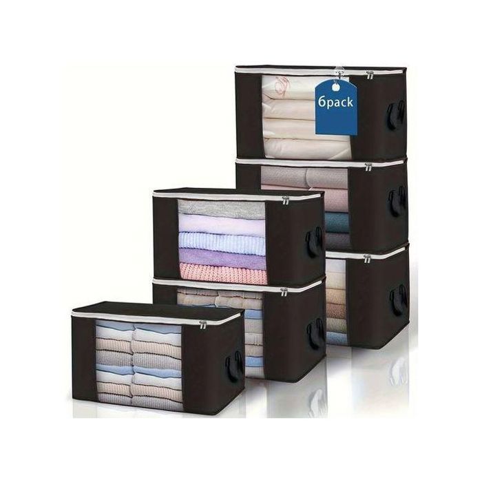 Partagez ce produit   Ensemble de 6 sacs de rangement pratiques avec fenêtres transparentes, capacité de 90L, économiseur d'espace.