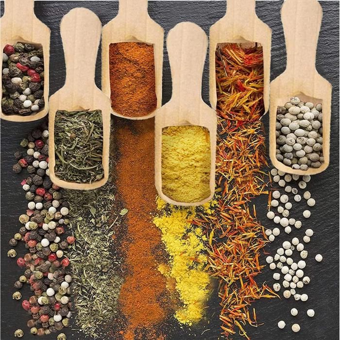 6 pièces cuillères en bois ensemble de cuillères à soupe de sel de sucre pour les outils de cuisine à la maison d’épices