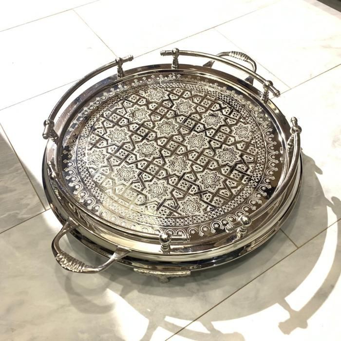 PLATEAU TRADITIONNEL EN ARGENT Senia Feda RONDE-45 CM
