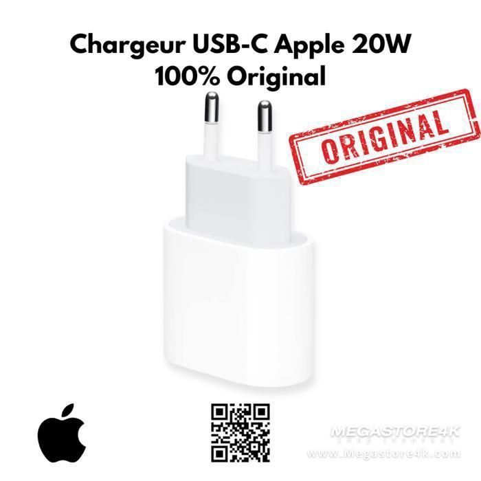 Chargeur USB-C Apple 20W – Rapide et Compatible iPhone