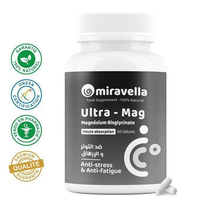 Miravella Magnésium Bisglycinate - 60 Gélules - 100% Naturel - Complément Alimentaire