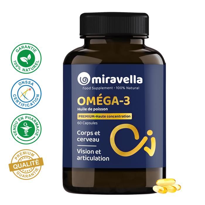 Miravella Oméga 3 Huile de poisson 60 capsules 100% naturel