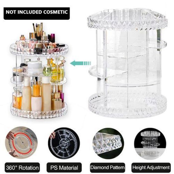 organisateur maquillage rotatif 360 transparent boîte de rangement coffret