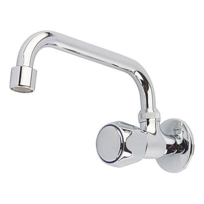 Robinet Mural de Cuisine - Chromé - Type 'C' - Levier Unique - Laiton - Économie d'eau
