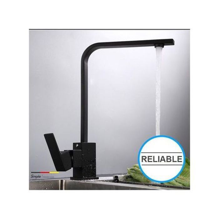 Mitigeur de cuisine - Haut de gamme - Noir - Acier inoxydable - Bec moderne - Poignée unique