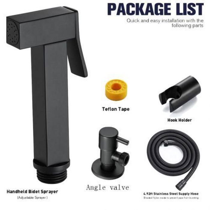 Douchette hygiène WC - GENERIC - Noir - Support inclus - Flexible - Qualité supérieure