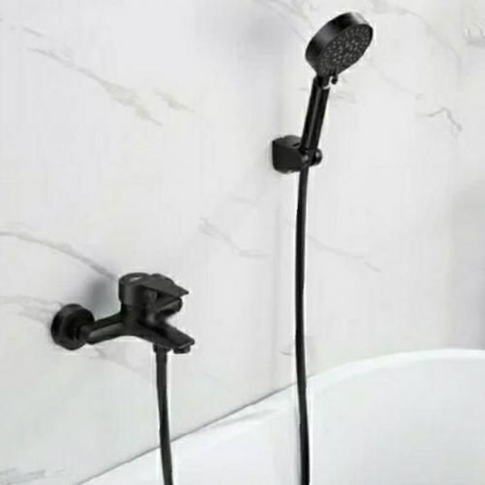Robinet baignoire eau chaude froide, mitigeur bain douche + pomme+ flexible+ support