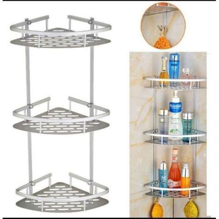 Étagère Murale coine Salle de Bain 3 niveau en aluminium
