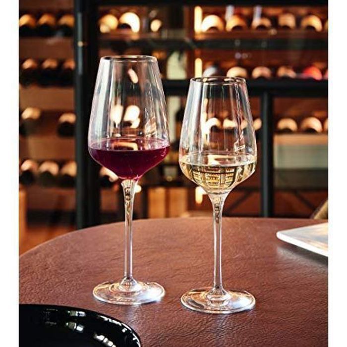 Verre à vin rouge en cristal, Verre transparent, verre à vin blanc et Bourgogne en cristal  - 6 pièces 35cl
