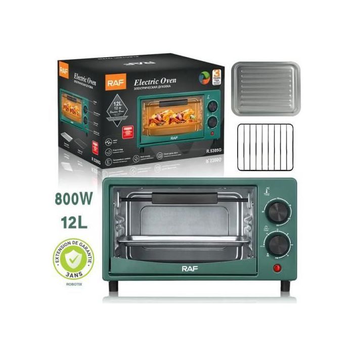 Mini four électrique - RAF - 12L - 800W - Multifonctionnel - Température réglable jusqu'à 250°C